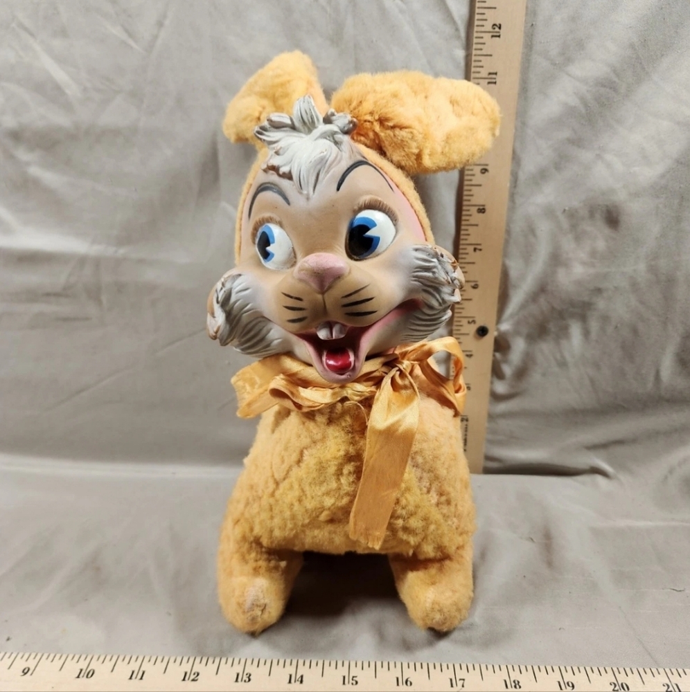 Antique Gloria Rubber Face Easter Bunny Rabbit Plush Toy Used